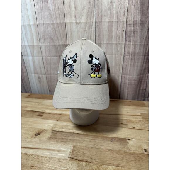 Disney Baseball Cap Hat Embroidered Mickey Mouse Timeline Tan One Size Adult - Picture 1 of 11